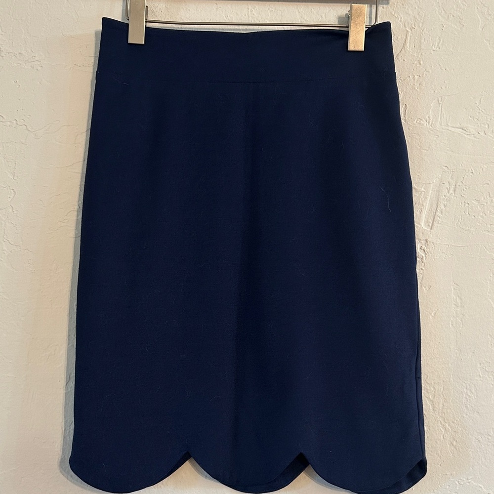 Lesley Evers Navy Scallop Hem Skirt – XS, Stretch‎ Knit, Made in California